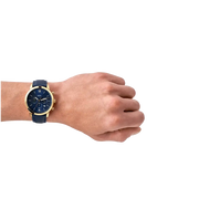 Fossil Neutra Chronograph Blue Dial Blue Leather Strap Watch for Men - FS5790