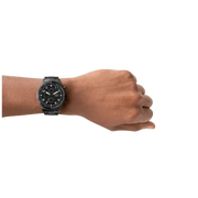Fossil Pilot Chronograph Black Dial Black Steel Strap Watch for Men - FS5811