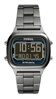 Fossil Retro Digital Black Dial Black Steel Strap Watch for Men - FS5846