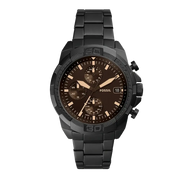 Fossil Bronson Chronograph Black Dial Black Steel Strap Watch for Men - FS5851