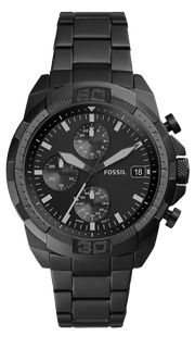 Fossil Bronson Chronograph Black Dial Black Steel Strap Watch for Men - FS5853