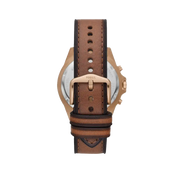 Fossil Garrett Chronograph Brown Dial Brown Leather Strap Watch for Men - FS5867