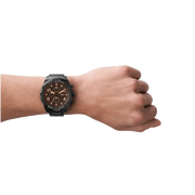 Fossil Bronson Chronograph Black Dial Black Steel Strap Watch for Men - FS5876