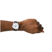 Fossil Neutra Minimalist Moonphase Silver Dial Brown Leather Strap Watch for Men - FS5905