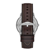 Fossil Neutra Minimalist Moonphase Silver Dial Brown Leather Strap Watch for Men - FS5905