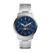 Fossil Neutra Minimalist Moonphase Blue Dial Silver Steel Strap Watch for Men - FS5907