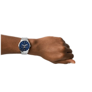 Fossil Neutra Minimalist Moonphase Blue Dial Silver Steel Strap Watch for Men - FS5907