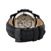 Fossil Grant Automatic Chronograph Black Dial Black Leather Strap Watch for Men - ME3028