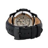 Fossil Grant Automatic Chronograph Black Dial Black Leather Strap Watch for Men - ME3028