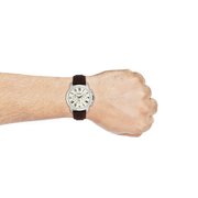 Fossil Grant Chronograph White Dial Brown Leather Strap Watch for Men - FS4735