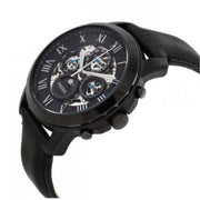 Fossil Grant Automatic Chronograph Black Dial Black Leather Strap Watch for Men - ME3028