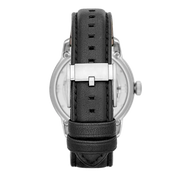 Fossil Townsman Automatic Skeleton Silver Dial Black Leather Strap Watch for Men - ME3041