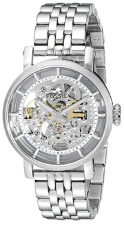 Fossil Boyfriend Automatic Skeleton Silver Dial Silver Steel Strap Watch for Women - ME3067