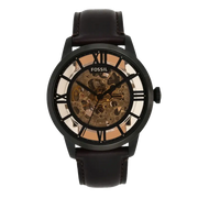 Fossil Townsman Automatic Skeleton Brown Dial Brown Leather Strap Watch for Men - ME3098