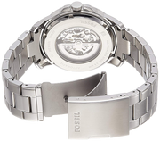 Fossil Grant Automatic Skeleton Black Dial Silver Steel Strap Watch for Men - ME3103