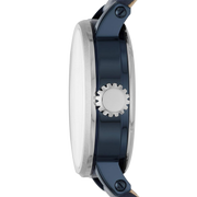 Fossil Boyfriend Skeleton Blue Dial Blue Leather Strap Watch for Women - ME3136