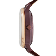 Fossil Vintage Muse Automatic Skeleton Maroon Dial Maroon Leather Strap Watch for Women - ME3137