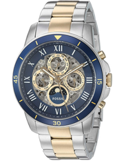 Fossil Grant Sport Automatic Skeleton Blue Dial Two Tone Steel Strap Watch for Men - ME3141