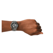 Fossil Bronson Automatic Skeleton Black Dial Grey Steel Strap Watch for Men - ME3218