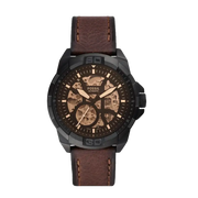 Fossil Bronson Automatic Skeleton Black Dial Brown Leather Strap Watch for Men - ME3219