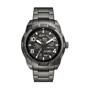 Fossil Bronson Automatic Skeleton Black Dial Grey Steel Strap Watch for Men - ME3255