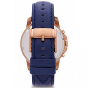 Fossil Grant Sport Chronograph Blue Dial Blue Leather Strap Watch for Men - FS5237