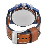 Fossil Nate Chronograph Navy Blue Dial Brown Leather Strap Watch for Men - JR1504
