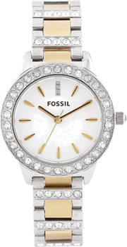 Fossil Jesse Crystals White Dial Two Tone Steel Strap Watch for Women - ES2409