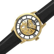 Fossil Townsman Automatic Skeleton Black Dial Black Leather Strap Watch for Men - ME3210