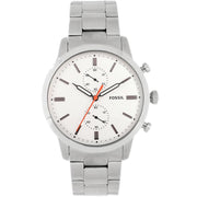 Fossil Townsman White Dial Silver Steel Strap Watch for Men - FS5346