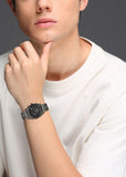 Fossil Machine Chronograph Black Dial Grey Steel Strap Watch for Men - FS4662