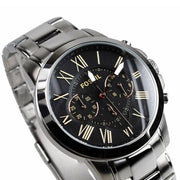 Fossil Grant Chronograph Black Dial Silver Steel Strap Watch for Men - FS4994