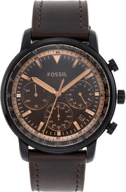 Fossil Goodwin Chronograph Brown Dial Brown Leather Strap Watch for Men - FS5529