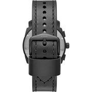 Fossil Machine Chronograph Black Dial Black Leather Strap Watch for Men - FS5586