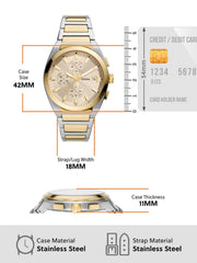 Fossil Everett Chronograph Gold Dial Two Tone Steel Strap Watch for Men - FS5796
