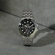 Fossil FB-01 Chronograph Black Dial Silver Steel Strap Watch for Men - FS5864