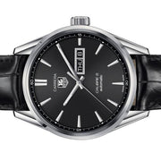 Tag Heuer Carrera Automatic Black Dial Black Leather Strap Watch for Men - WAR201A.FC6266