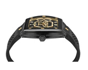 Philipp Plein Hexagon Phantom Black Dial Black Silicone Strap Watch For Men- PWPUA0224
