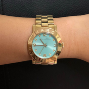 Marc Jacobs Amy Blue Dial Gold Steel Strap Watch for Women - MBM3301