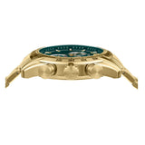 Versace V-Ray Chronograph Green Dial Gold Steel Strap Watch For Men - VE2I00621