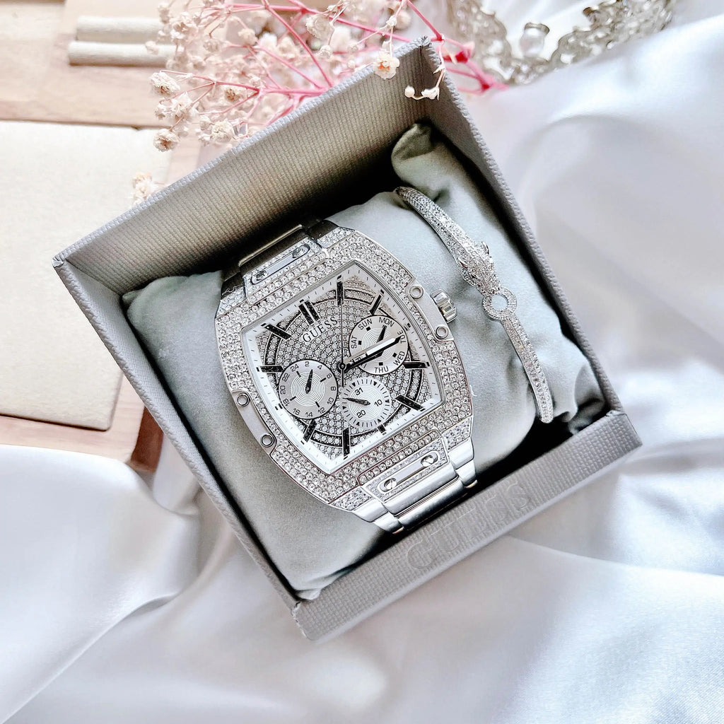 Guess Phoenix Multifunction Crystals Silver Dial Silver Steel Guess Phoenix Multifunction Crystals Silver Dial Silver Steel