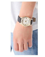 Marc Jacobs Baby Dave Gold Dial Black Leather Strap Watch for Women - MBM1264