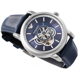 Emporio Armani Luigi Chronograph Blue Dial Blue Leather Strap Watch For Men - AR60011