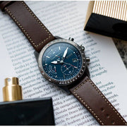 Hugo Boss Pilot Edition Chronograph Blue Dial Brown Leather Strap Watch for Men - 1513852