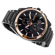 Hugo Boss Grandmaster Chronograph Black Dial Black Steel Strap Watch for Men  - 1513885