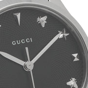 Gucci G Timeless Black Dial Silver Steel Strap Watch For Women - YA126573A