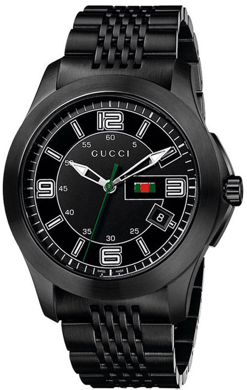 Gucci G Timeless Black Dial Black Steel Strap Watch For Men