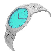 Gucci 25H Quartz Turquoise Dial Silver Steel Strap Watch For Women - YA163409