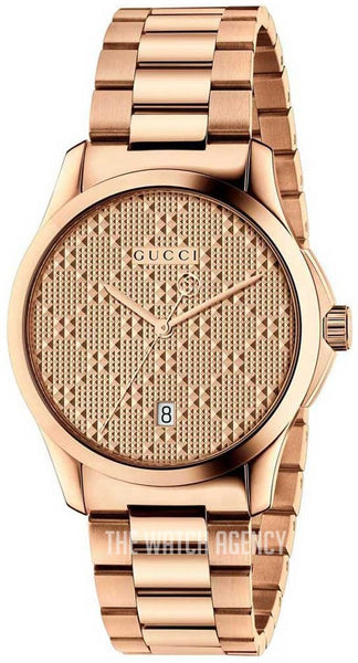 Gucci G Timeless Quartz Gold Dial Gold Steel Strap Watch For Women