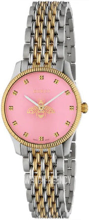 Gucci G Timeless Quartz Pink Dial Two Tone Steel Strap Watch For Women - YA1265030